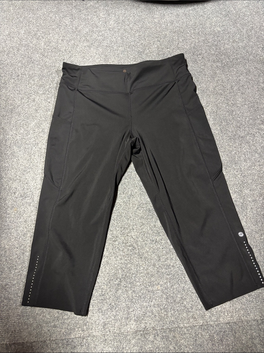 Tangerine Black Performance Capri Leggings with Subtle Logo